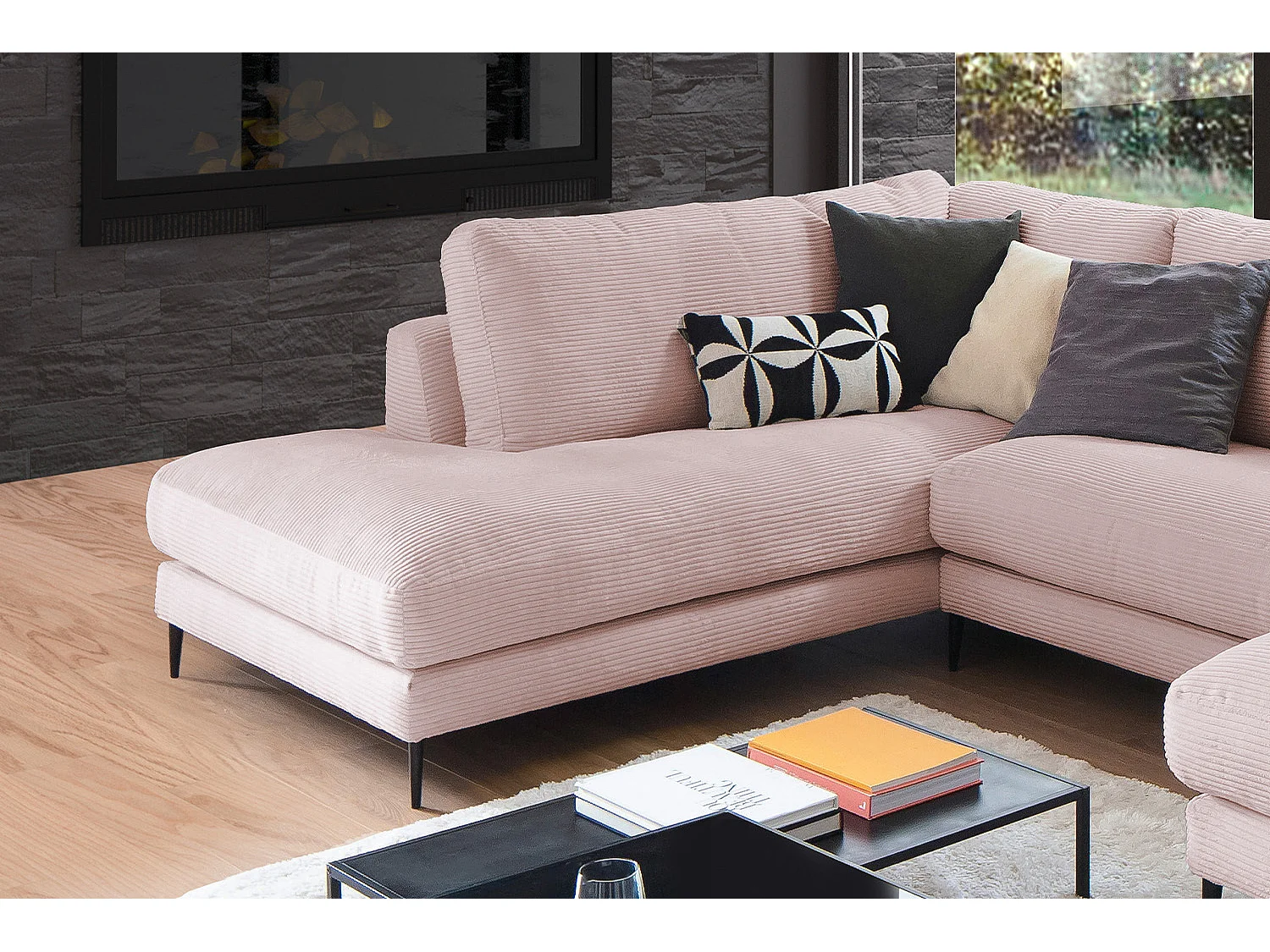 Wohnlandschaft - Pink Cord - CARA