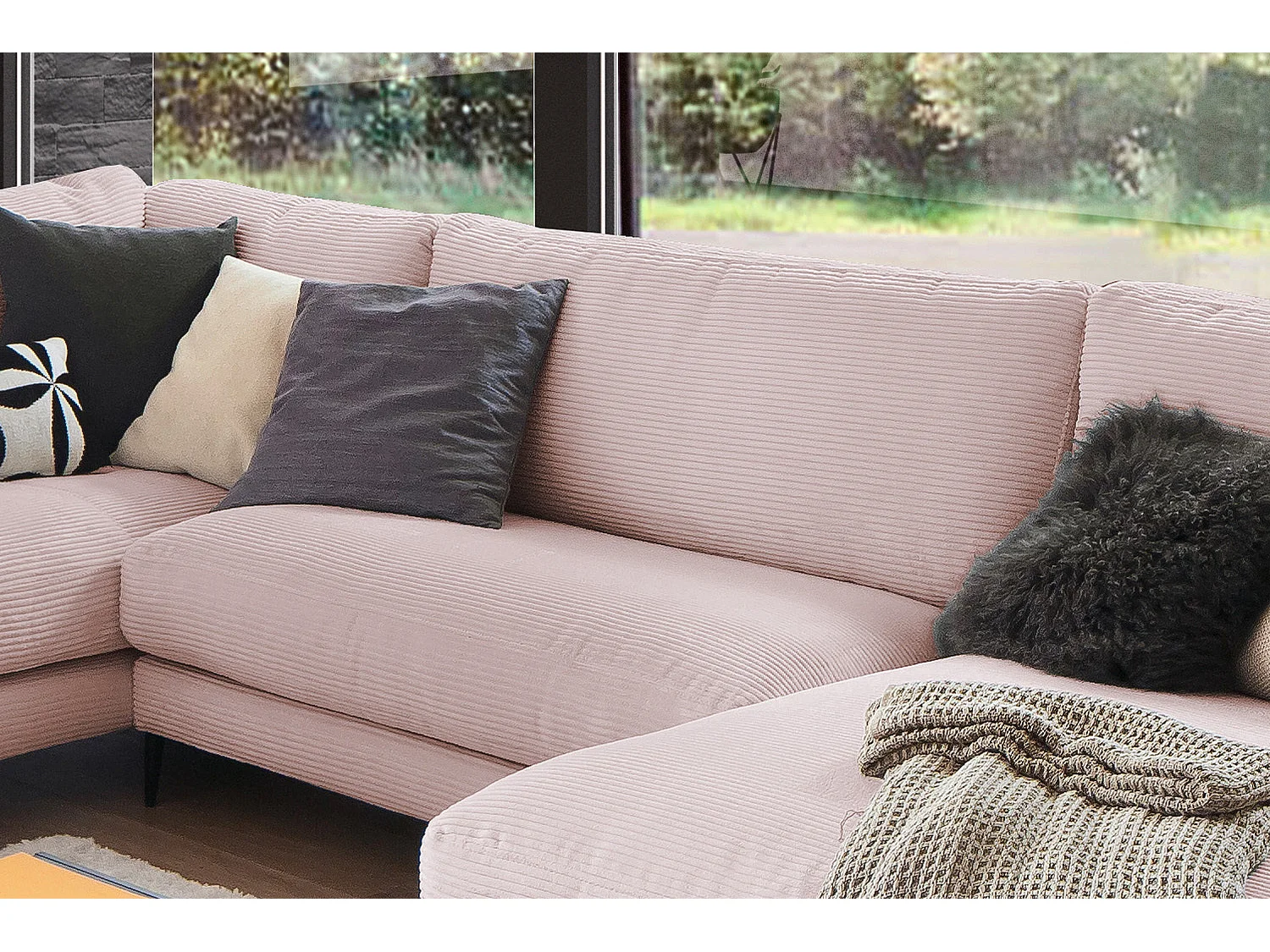 Wohnlandschaft - Pink Cord - CARA