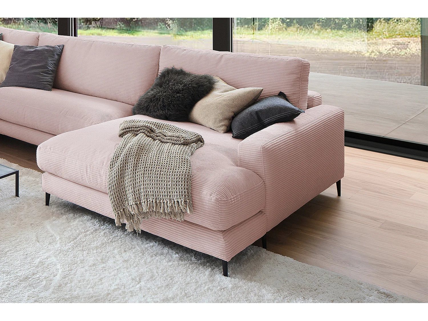 Wohnlandschaft - Pink Cord - CARA