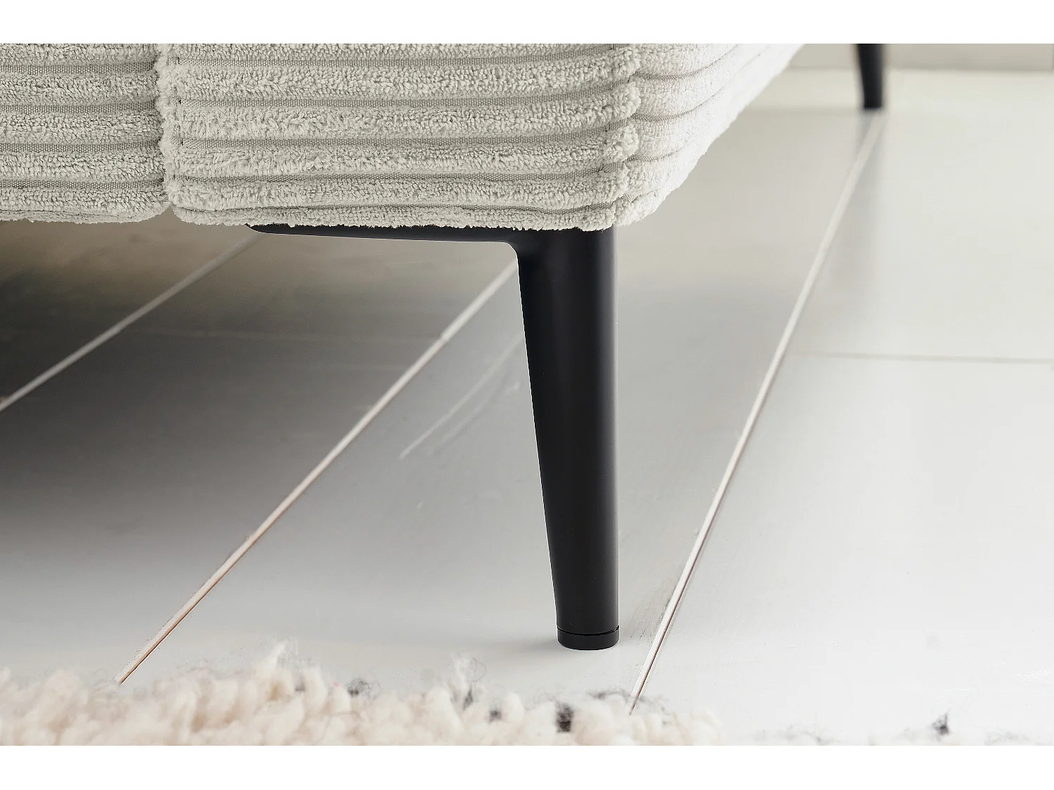 Ecksofa - Hellgrau Cord - CARA