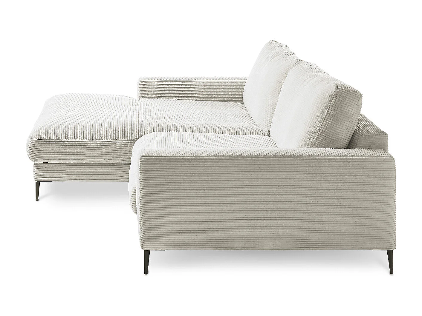 Ecksofa - Hellgrau Cord - CARA