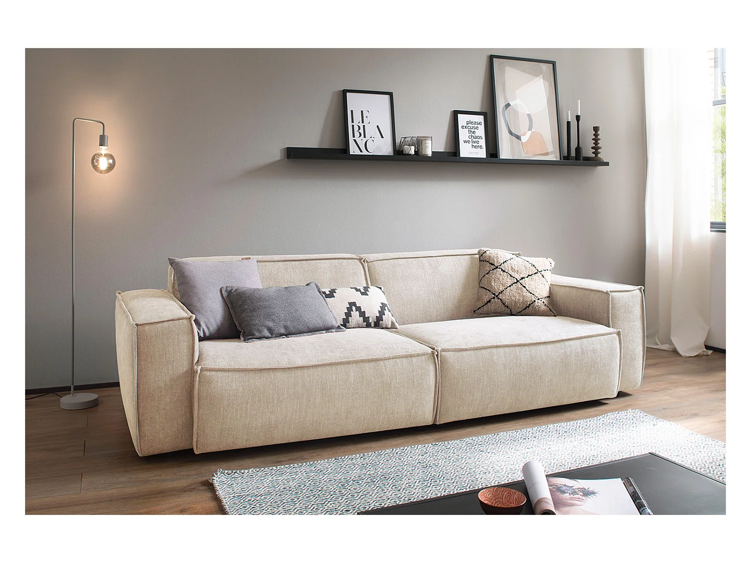 Sofa - Beige Webstoff - SAMU