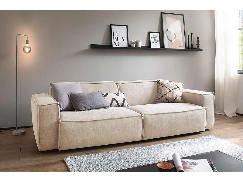 Sofa - Beige Webstoff - SAMU