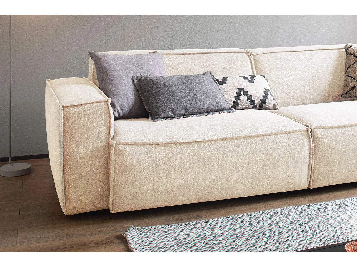 Sofa - Cremeweiß Webstoff - SAMU