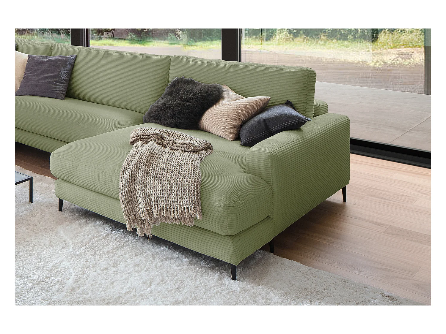 Wohnlandschaft - Grün Cord - CARA