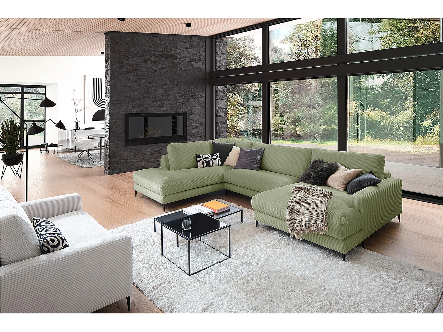 Canapé - Vert Velours côtelé - CARA