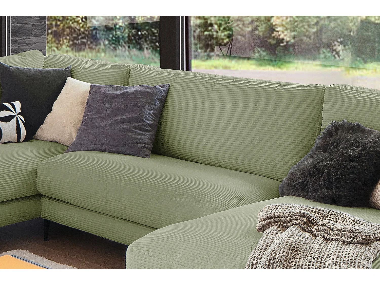 Canapé - Vert Velours côtelé - CARA