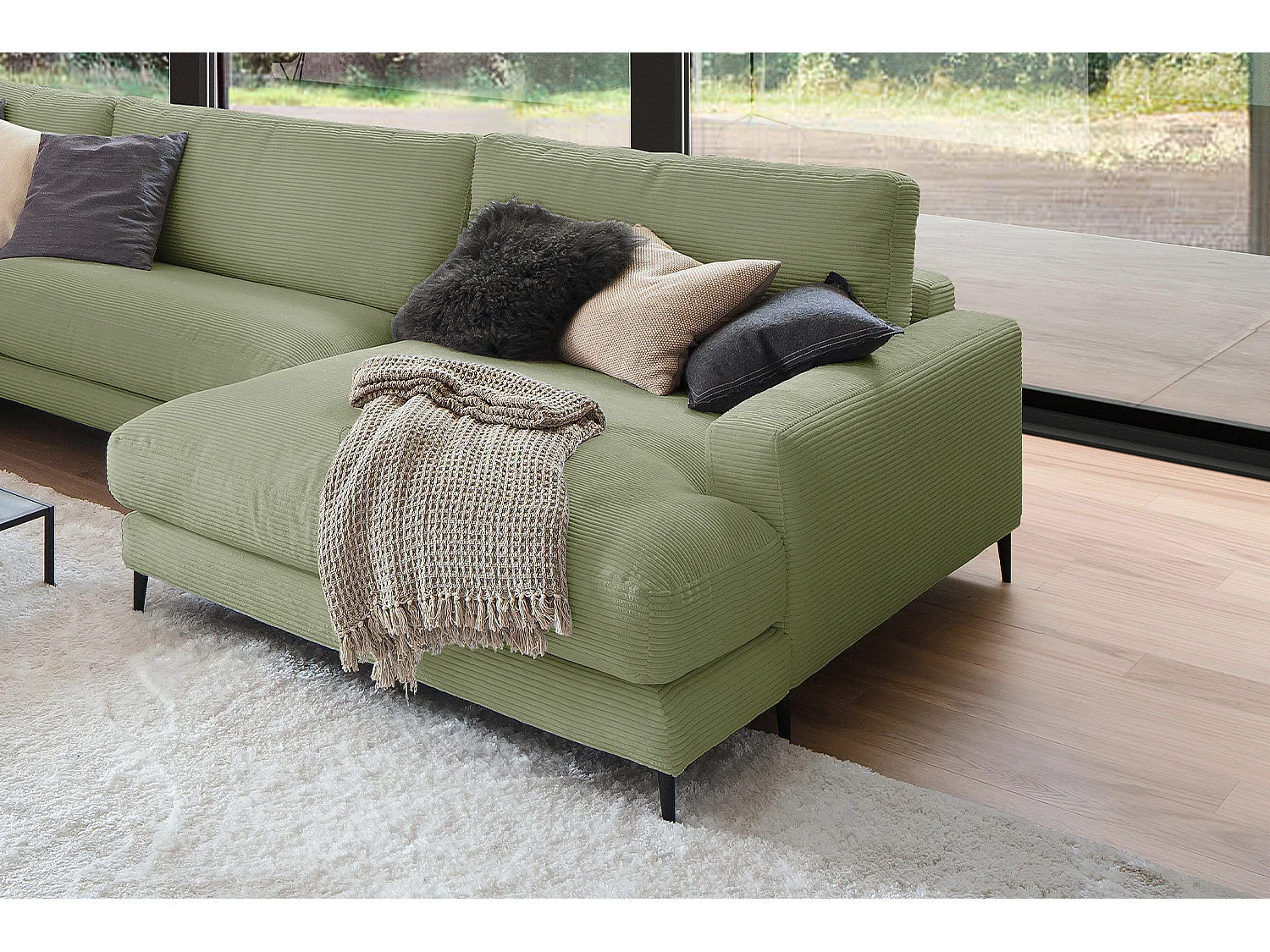 Canapé - Vert Velours côtelé - CARA