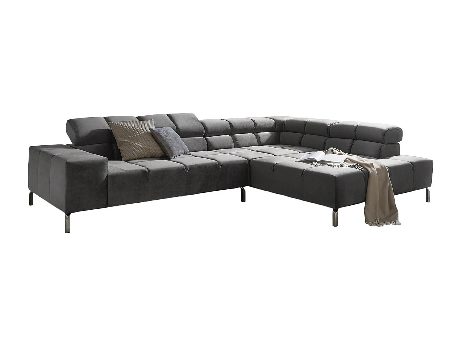 Ecksofa - Grau Velvet - NELSON