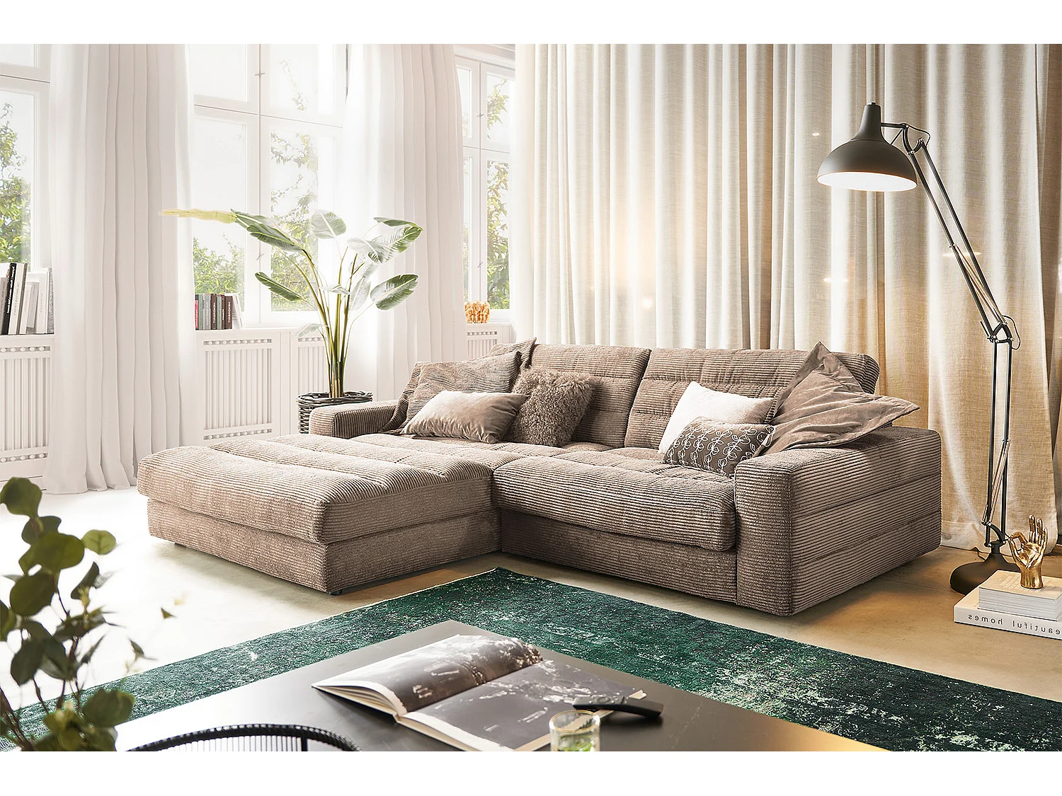 Ecksofa - Taupe Cord - LANA