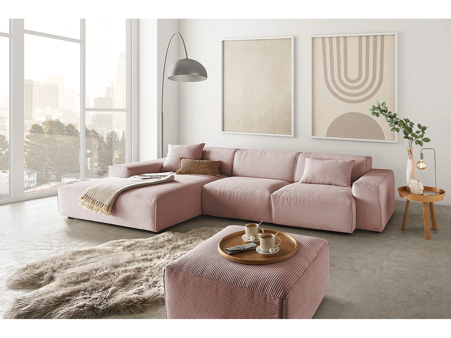 Canapé - Rose Velours côtelé - RANI