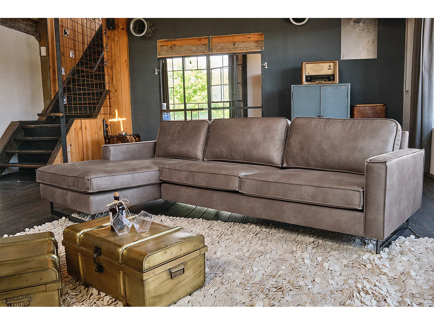 Hoekbank - Antraciet Imitatieleer - VILNIUS