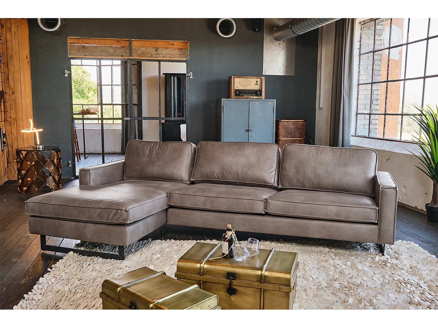 Hoekbank - Antraciet Imitatieleer - VILNIUS