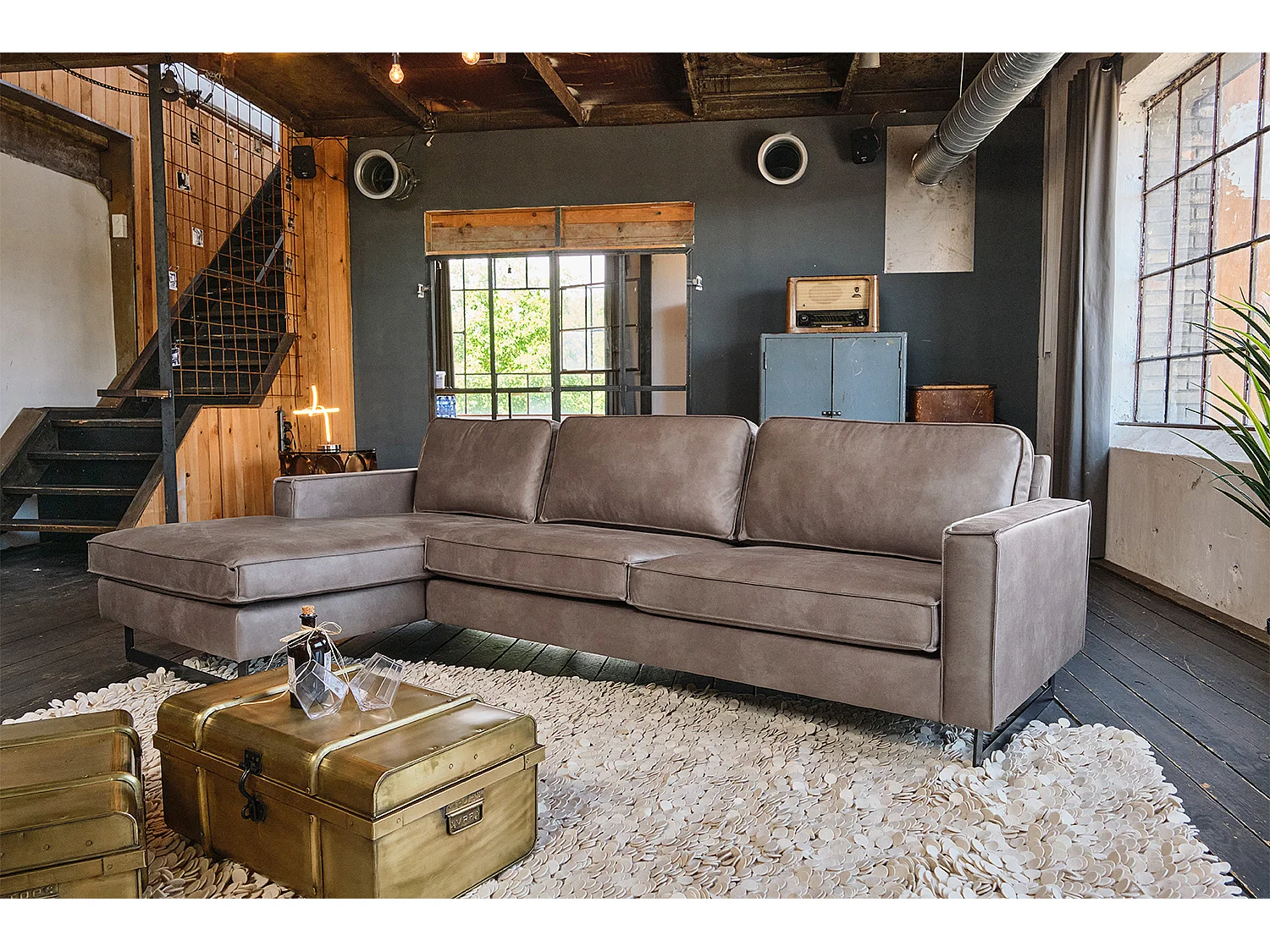 Hoekbank - Antraciet Imitatieleer - VILNIUS