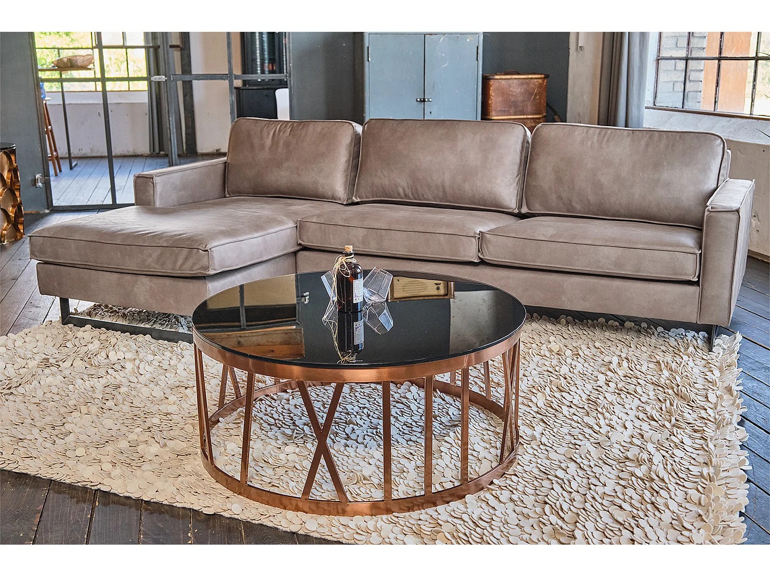 Hoekbank - Antraciet Imitatieleer - VILNIUS