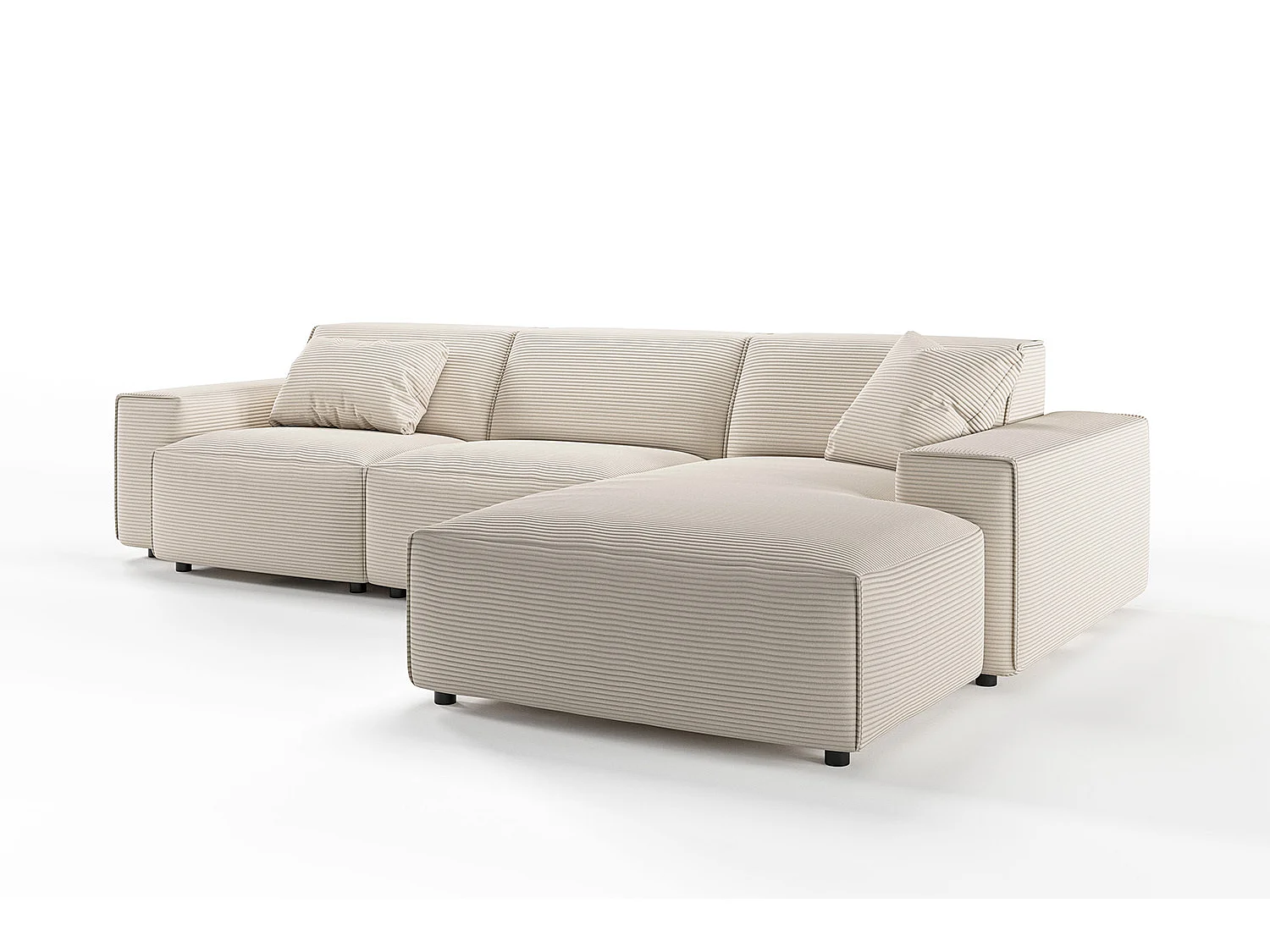 Ecksofa - Cremeweiß Cord - RANI