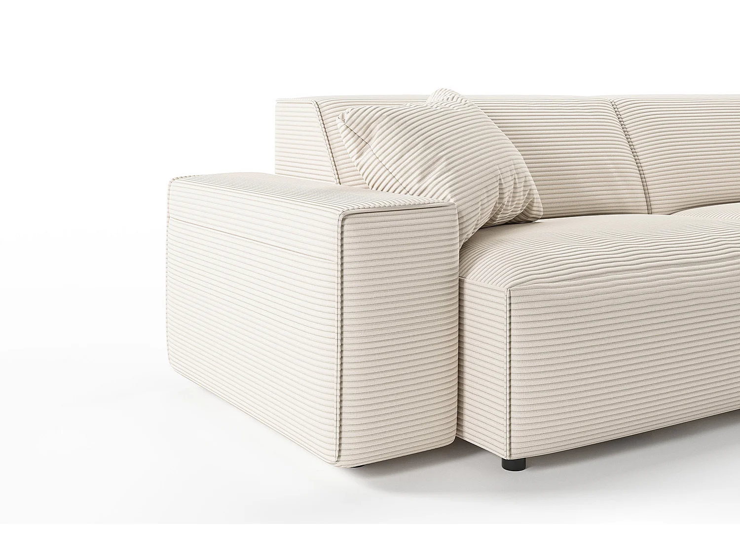 Ecksofa - Cremeweiß Cord - RANI