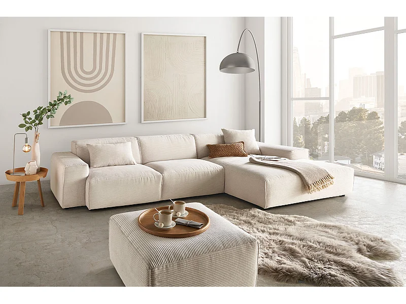 Canapé - blanc crème Velours côtelé - RANI