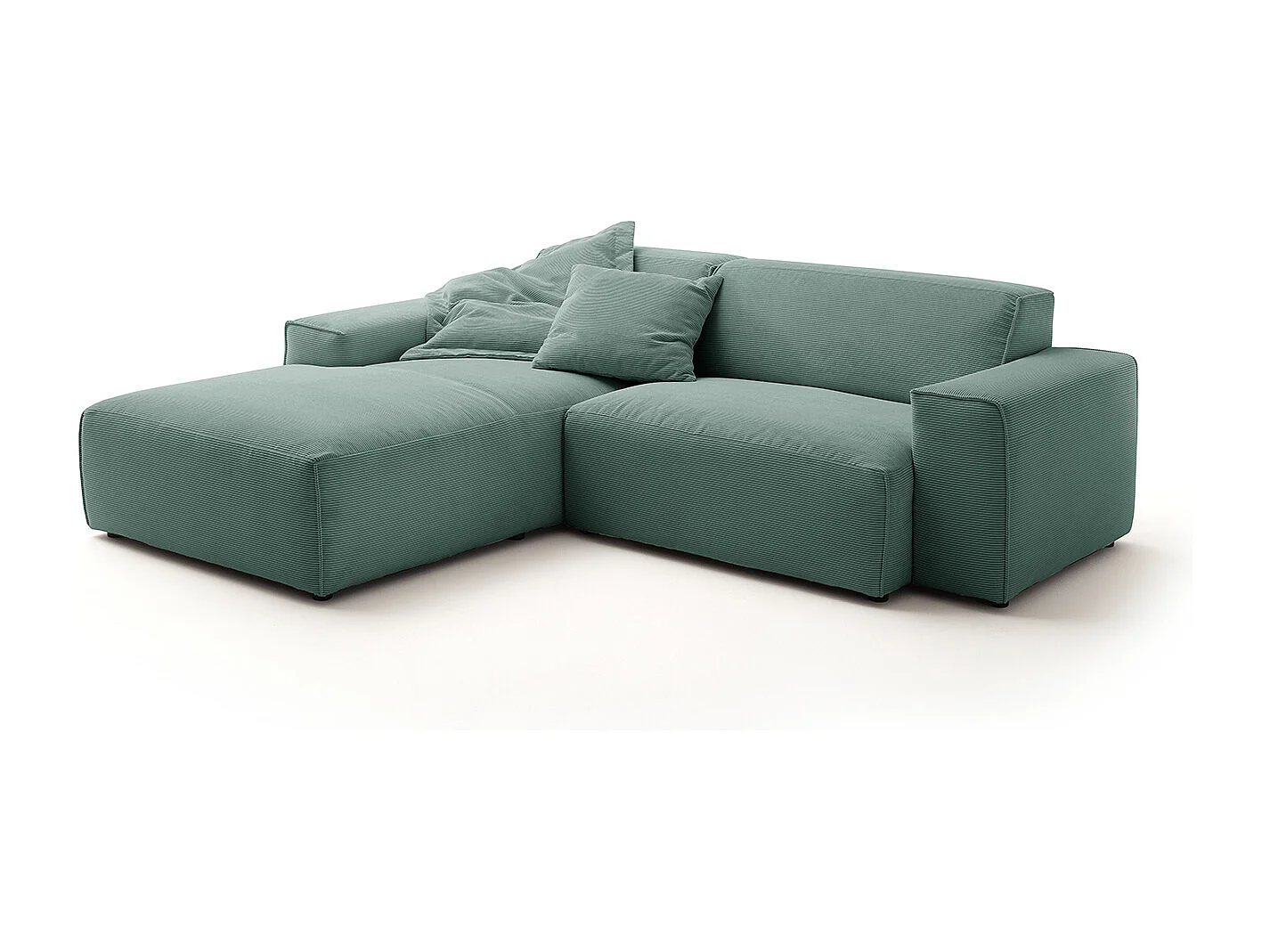 Ecksofa - Smaragdgrün Cord - RANI