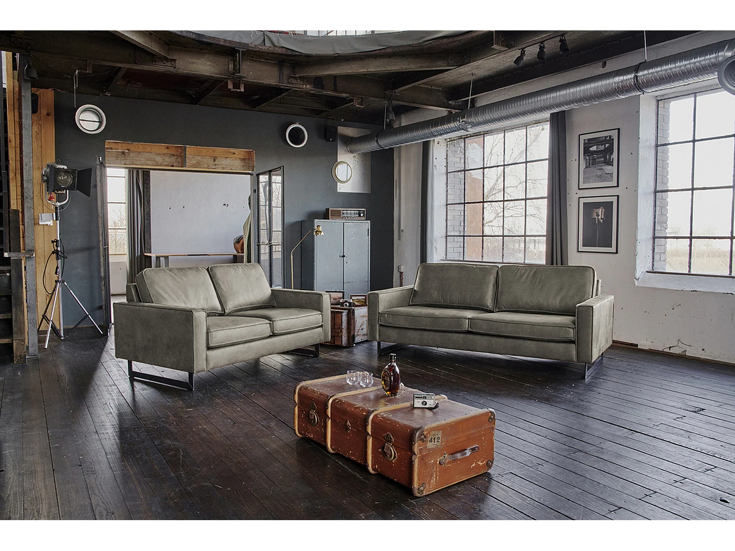 Sofa - Anthrazit Kunstleder - VILNIUS