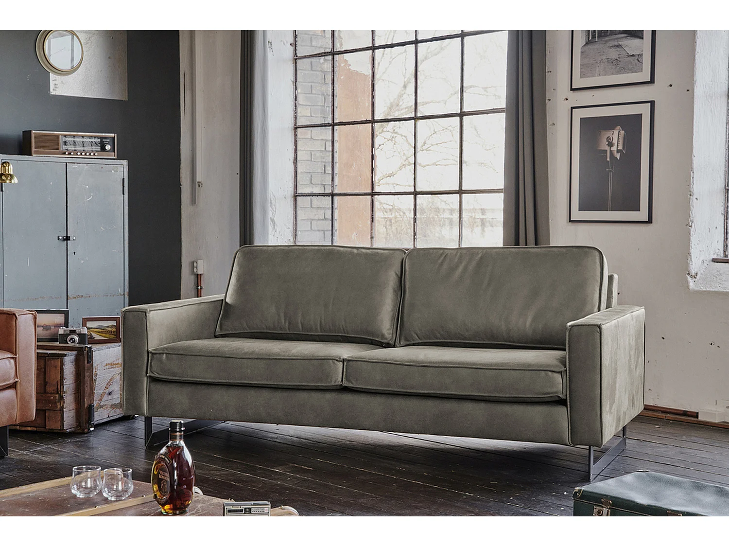 Sofa - Anthrazit Lederfaserstoff - VILNIUS