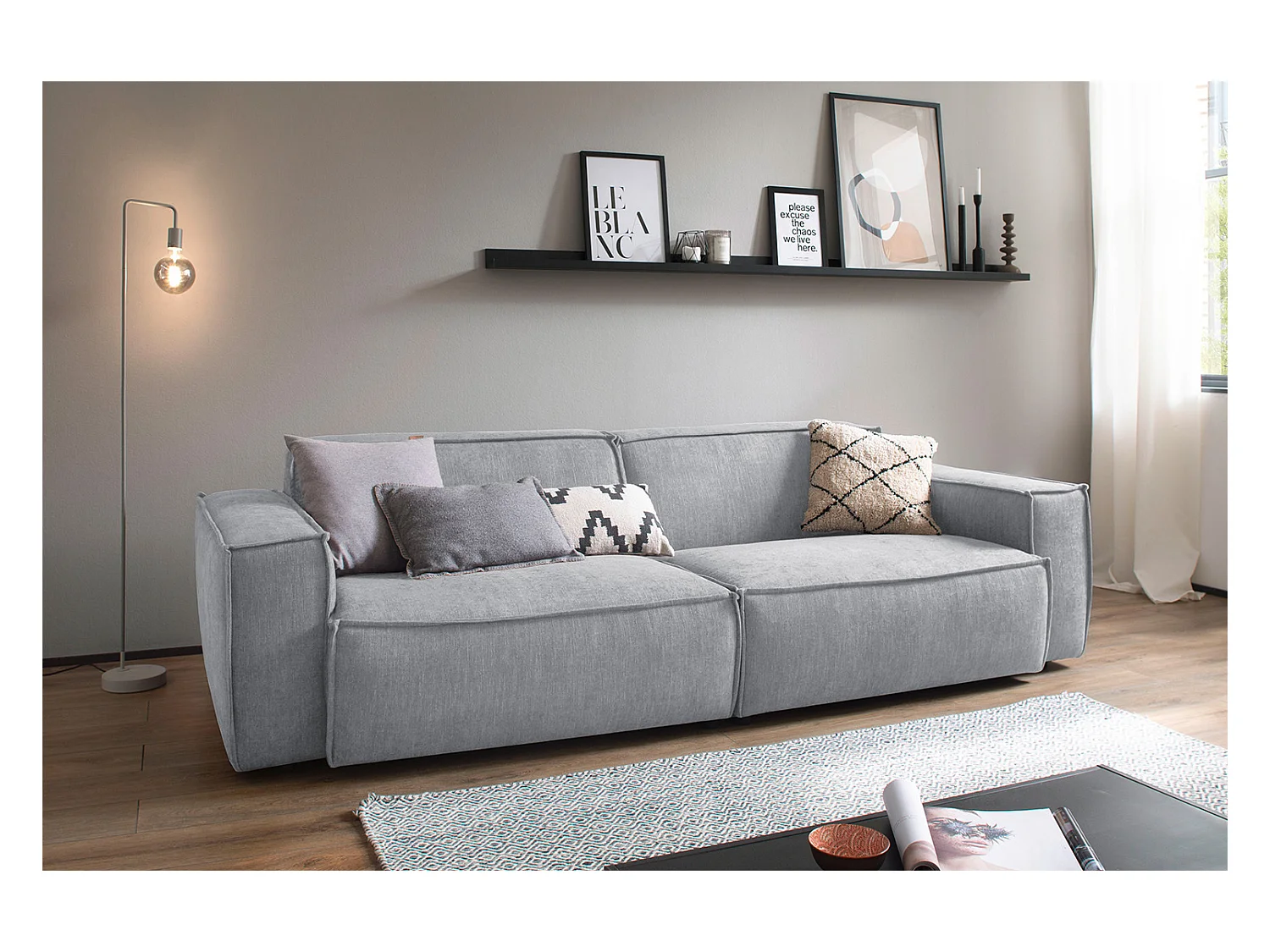 Sofa - Hellgrau Webstoff - SAMU