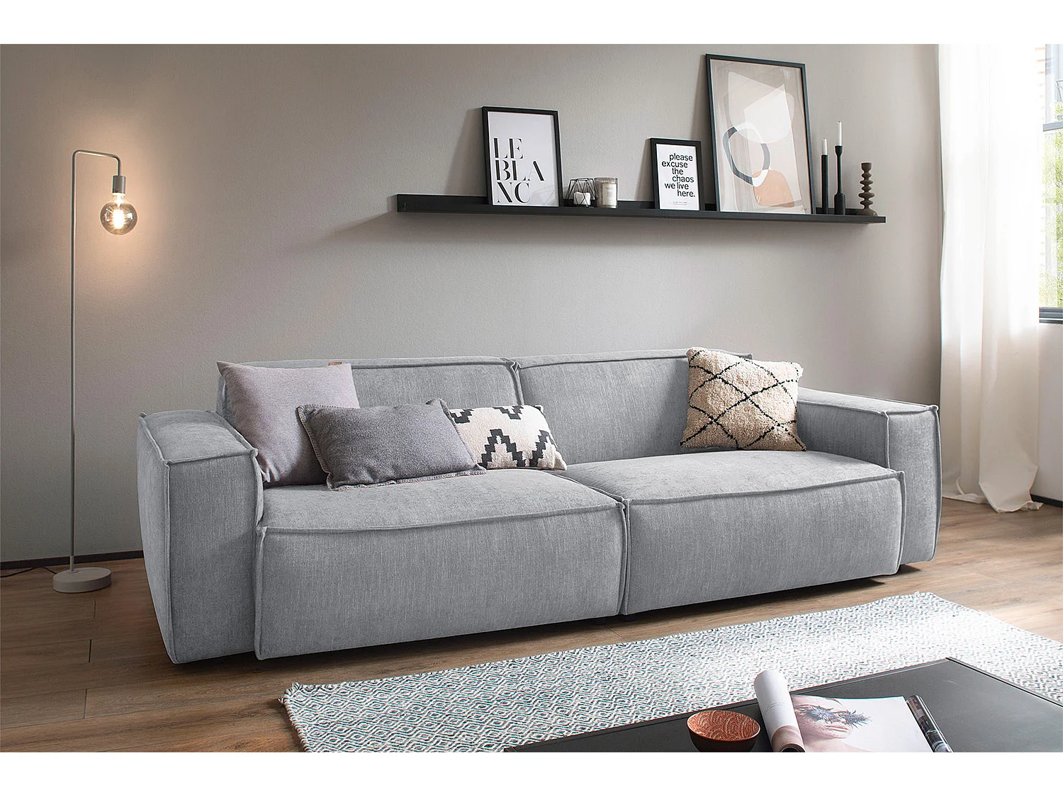 Sofa - Hellgrau Webstoff - SAMU