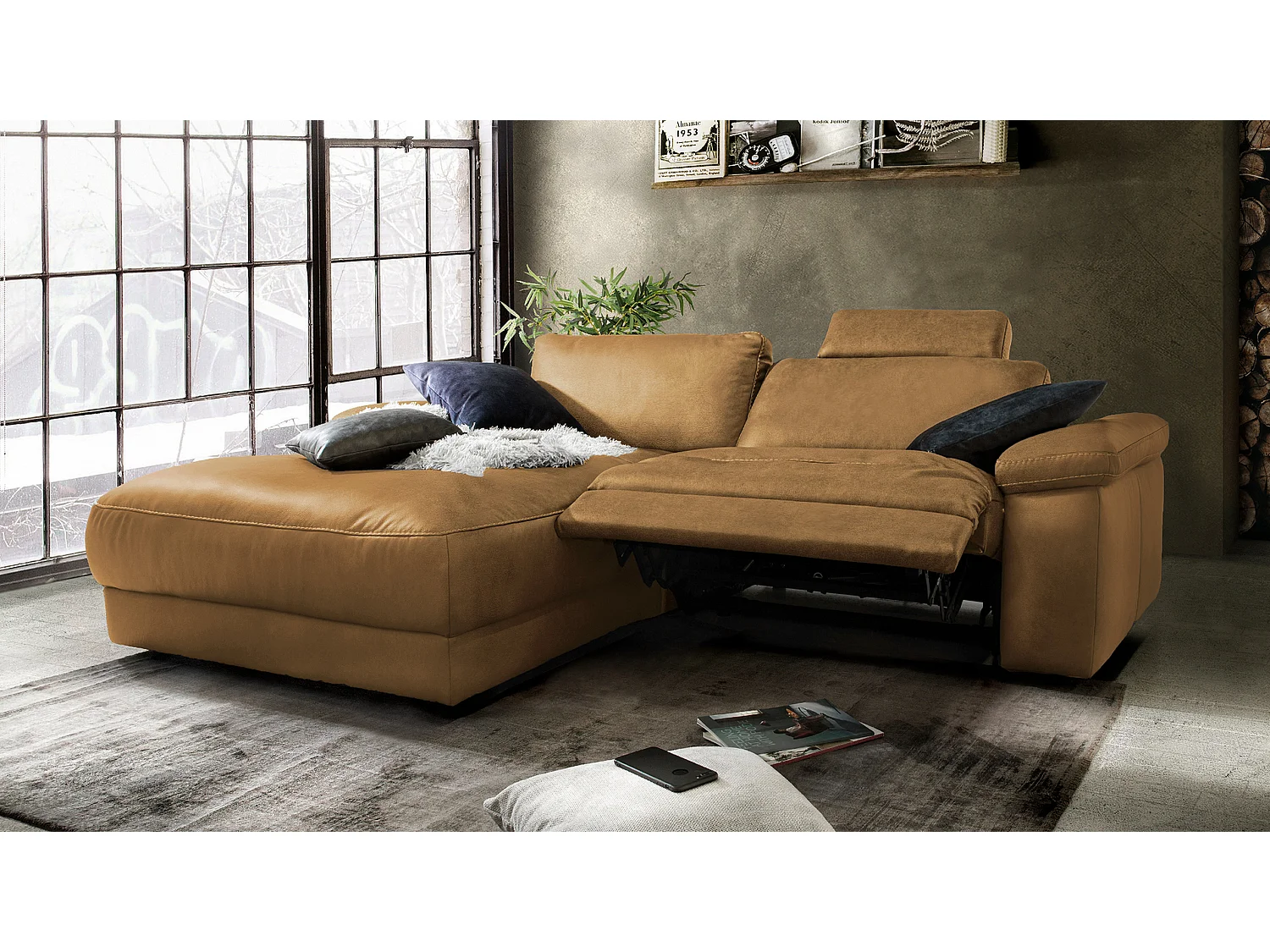 Ecksofa - Rotbraun Leder - LOLA