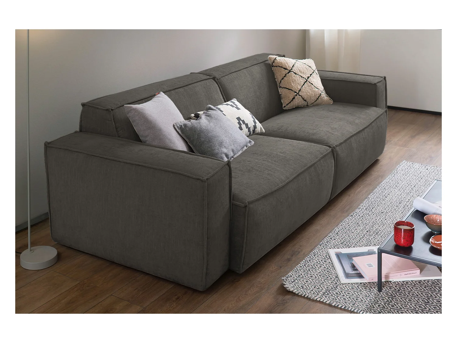Sofa - Grau Webstoff - SAMU