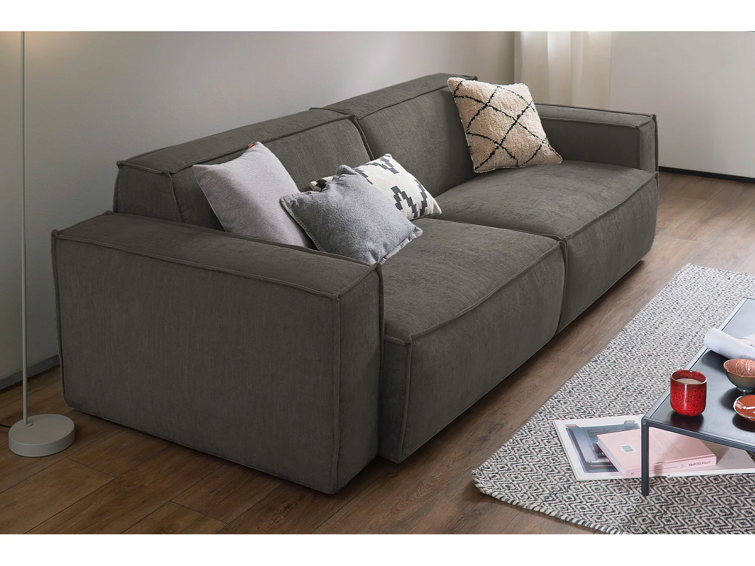 Sofa - Grau Webstoff - SAMU