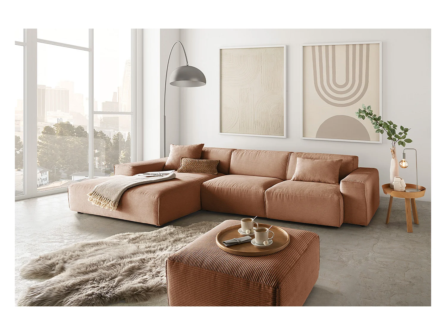 Ecksofa - Braun Cord - RANI