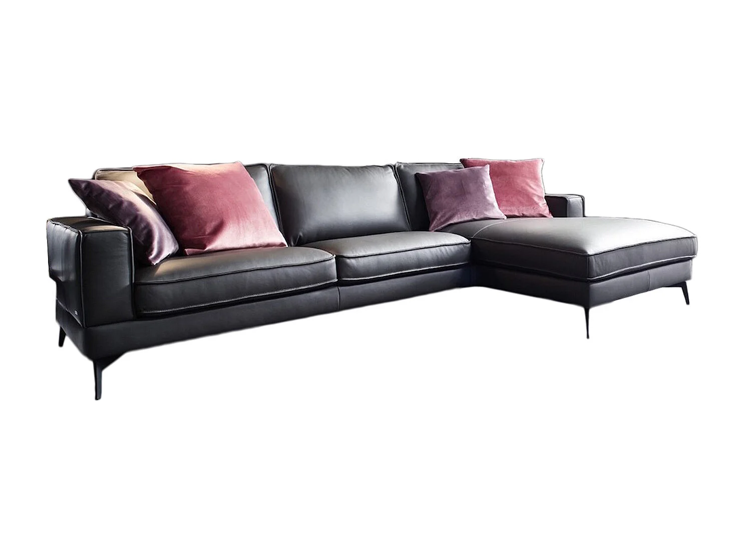 Canapé - anthracite cuir - LUGA