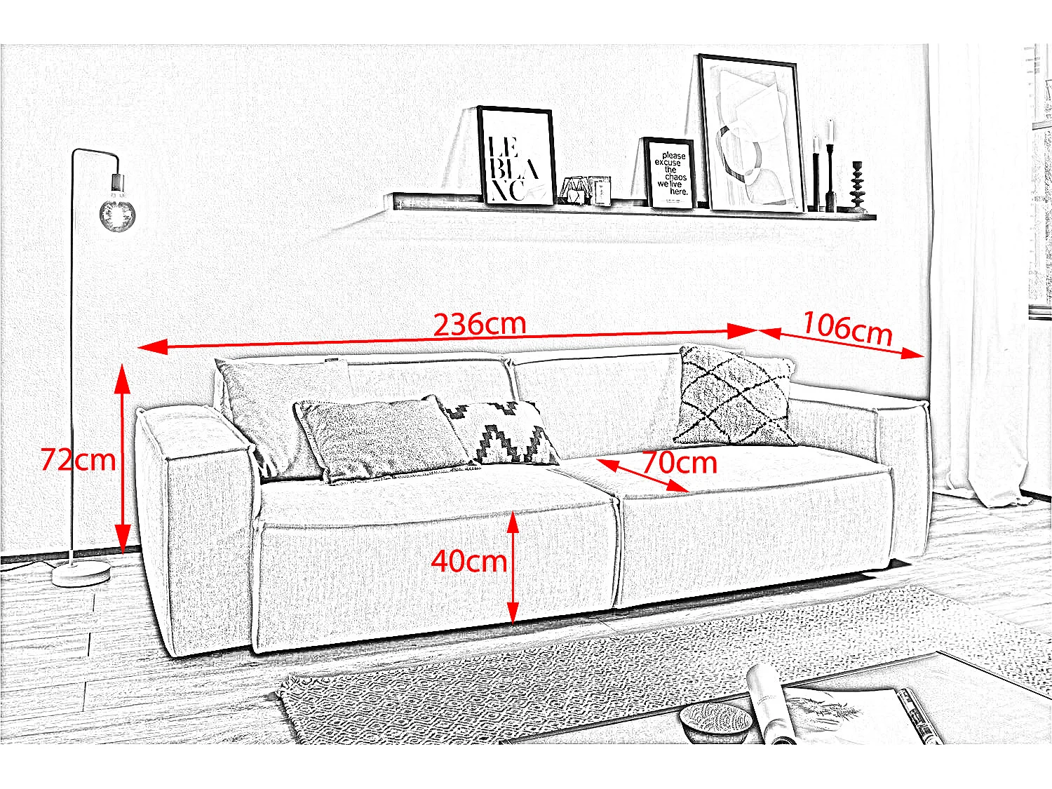 Sofa - Taupe Webstoff - SAMU