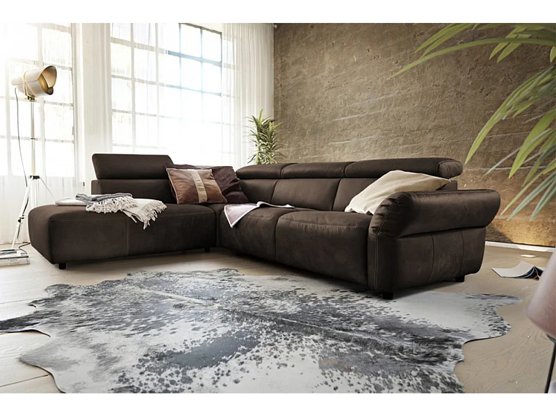 Ecksofa - Anthrazit Leder - RISO