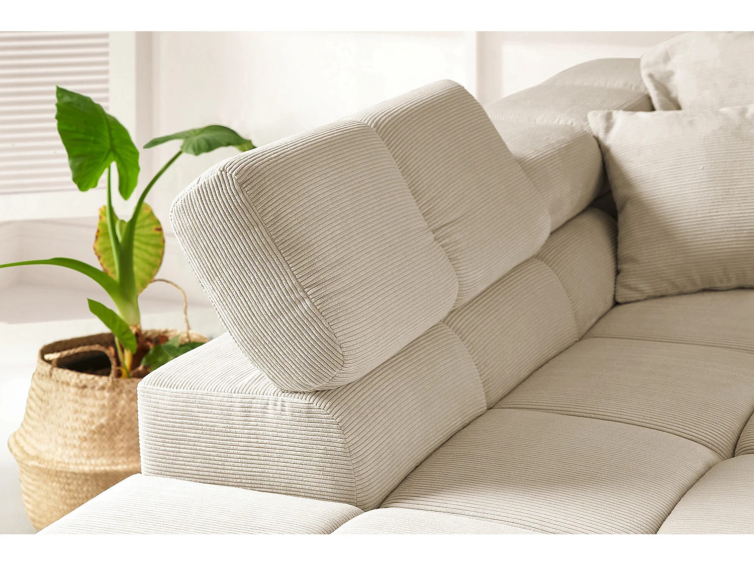 Ecksofa - Beige Cord - NEVADA