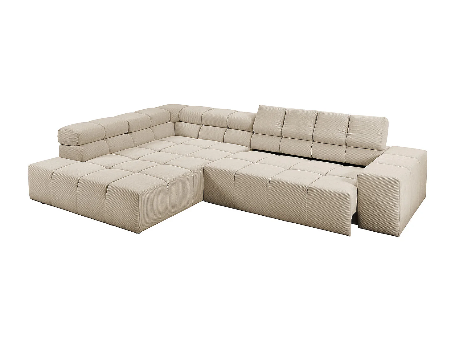 Ecksofa - Beige Cord - NEVADA