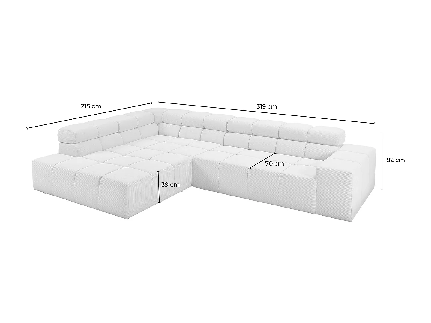 Ecksofa - Beige Cord - NEVADA