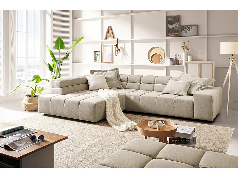 Ecksofa - Beige Cord - NEVADA