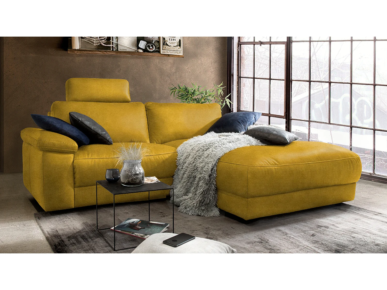Divano angolare - oro tessuto intrecciato - LOLA