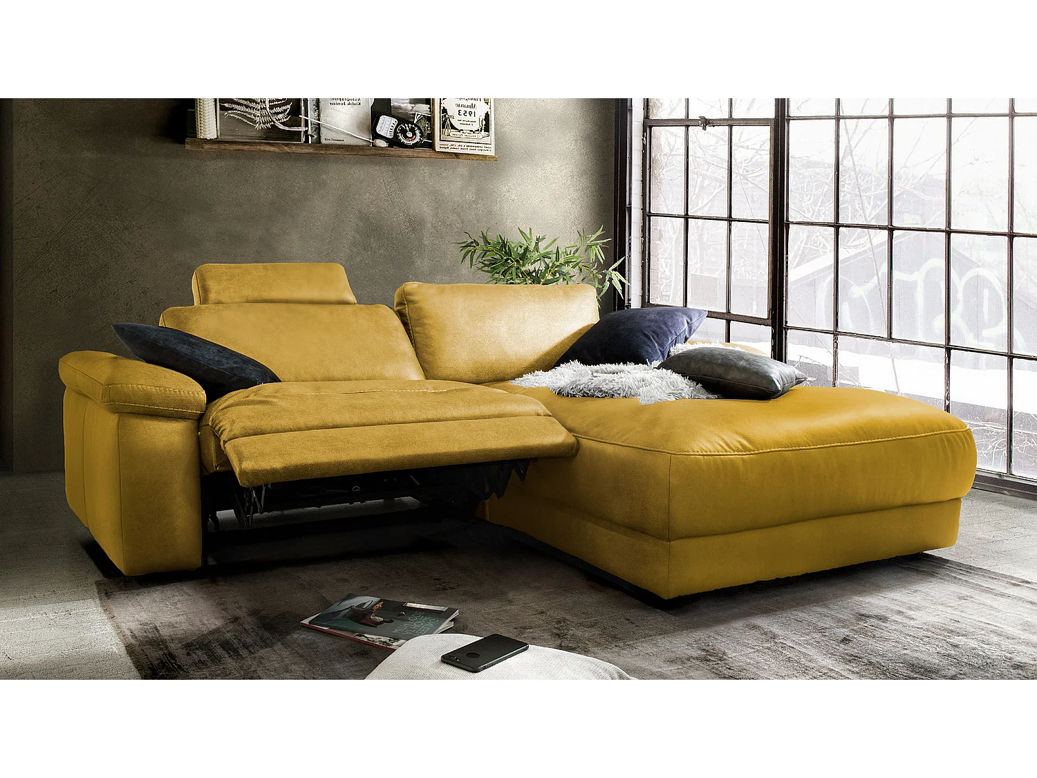 Divano angolare - oro tessuto intrecciato - LOLA