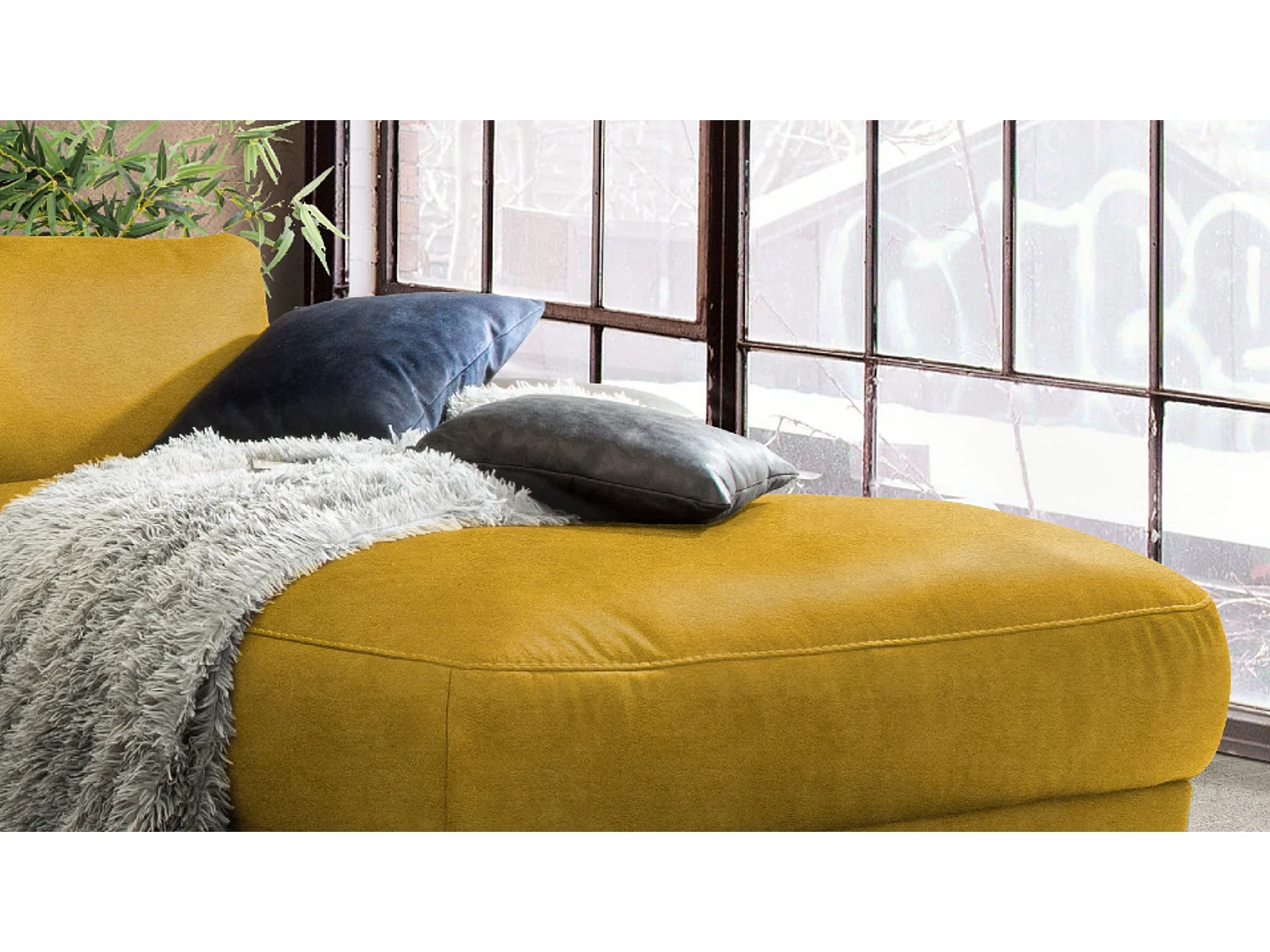 Divano angolare - oro tessuto intrecciato - LOLA
