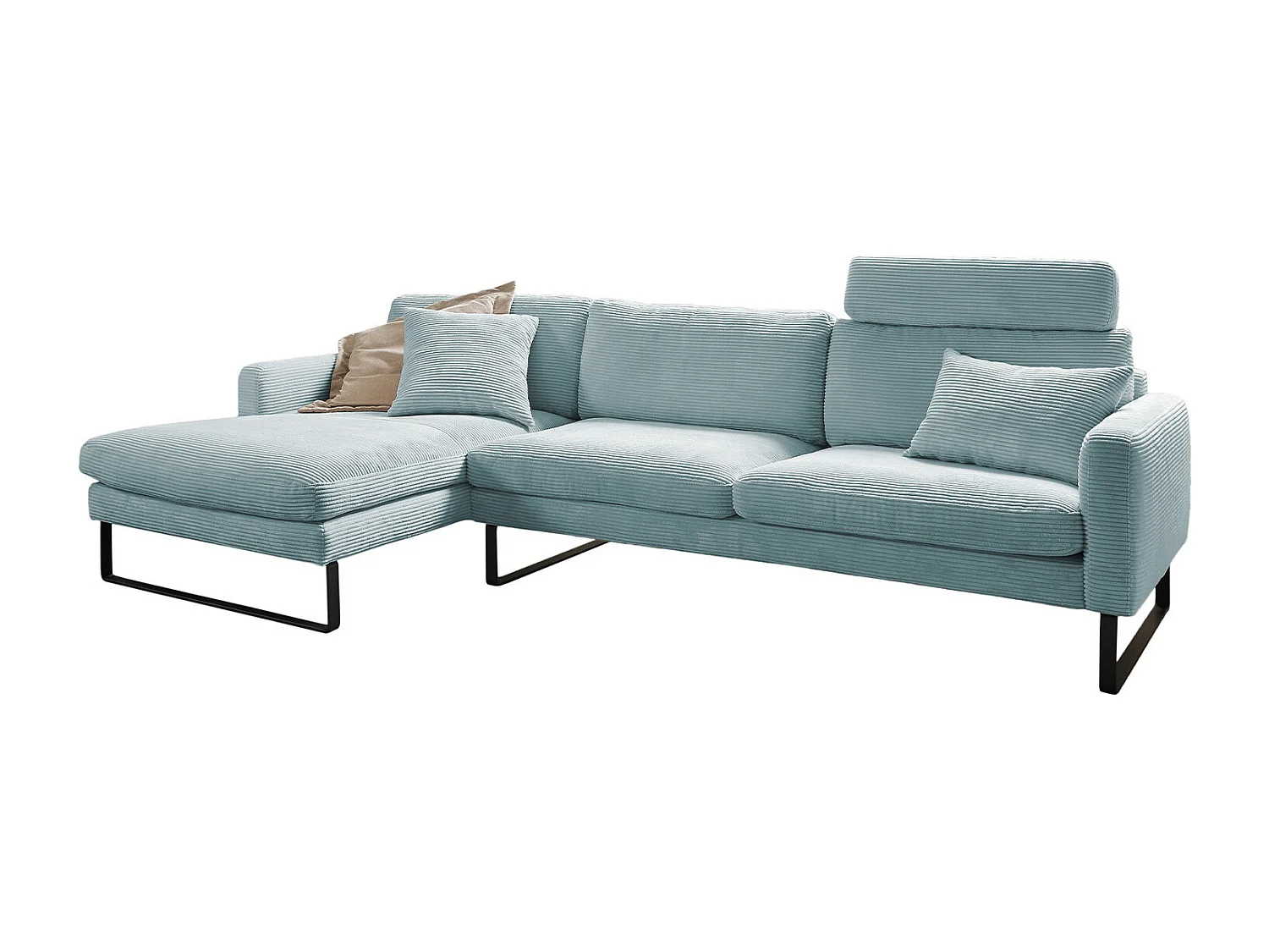 Ecksofa - Hellblau Cord - RICARDA