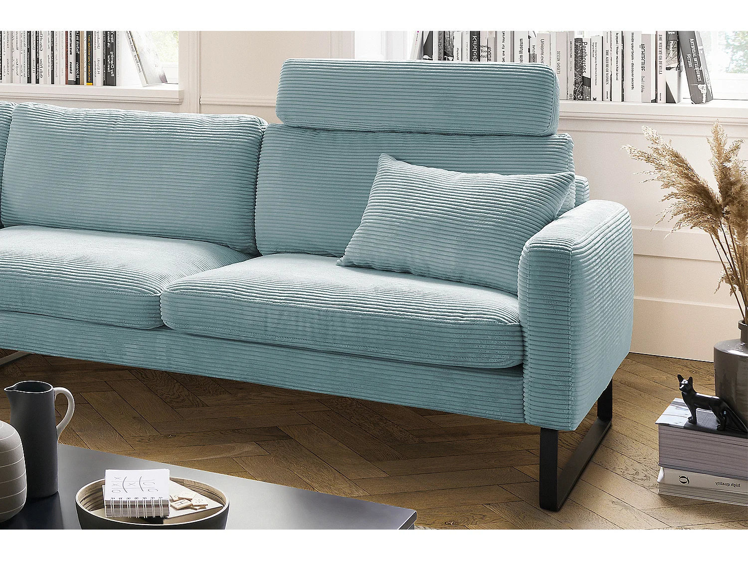 Ecksofa - Hellblau Cord - RICARDA