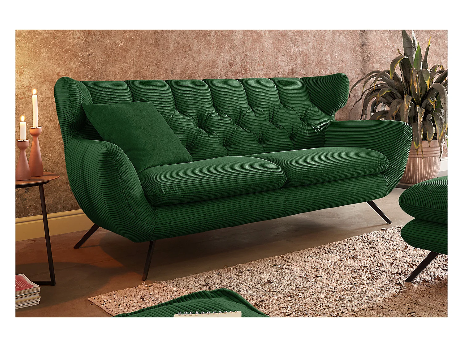 Divano - verde smeraldo Velluto a coste - CHARME