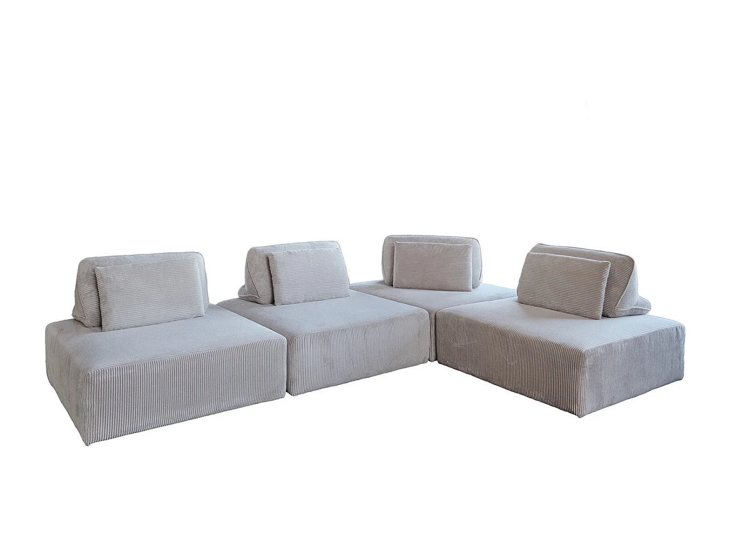 Canapé modulaire - gris clair Velours côtelé - WIOLO SOFT