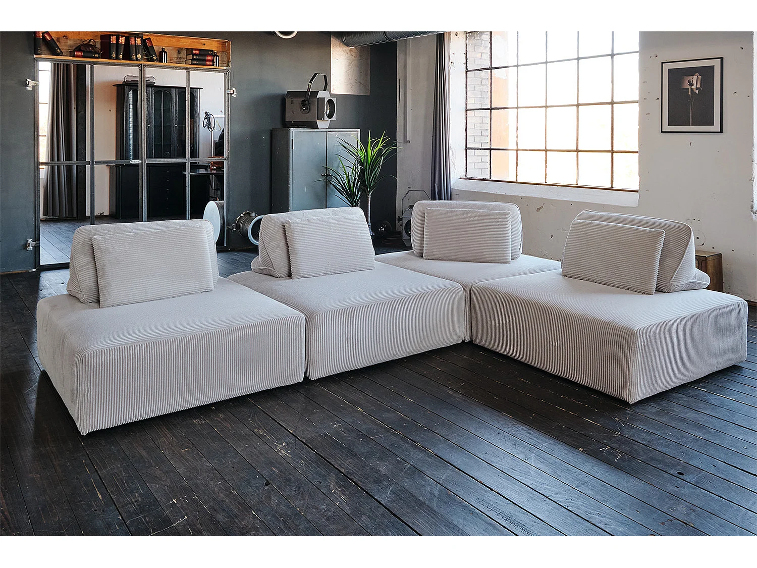 Canapé modulaire - gris clair Velours côtelé - WIOLO SOFT