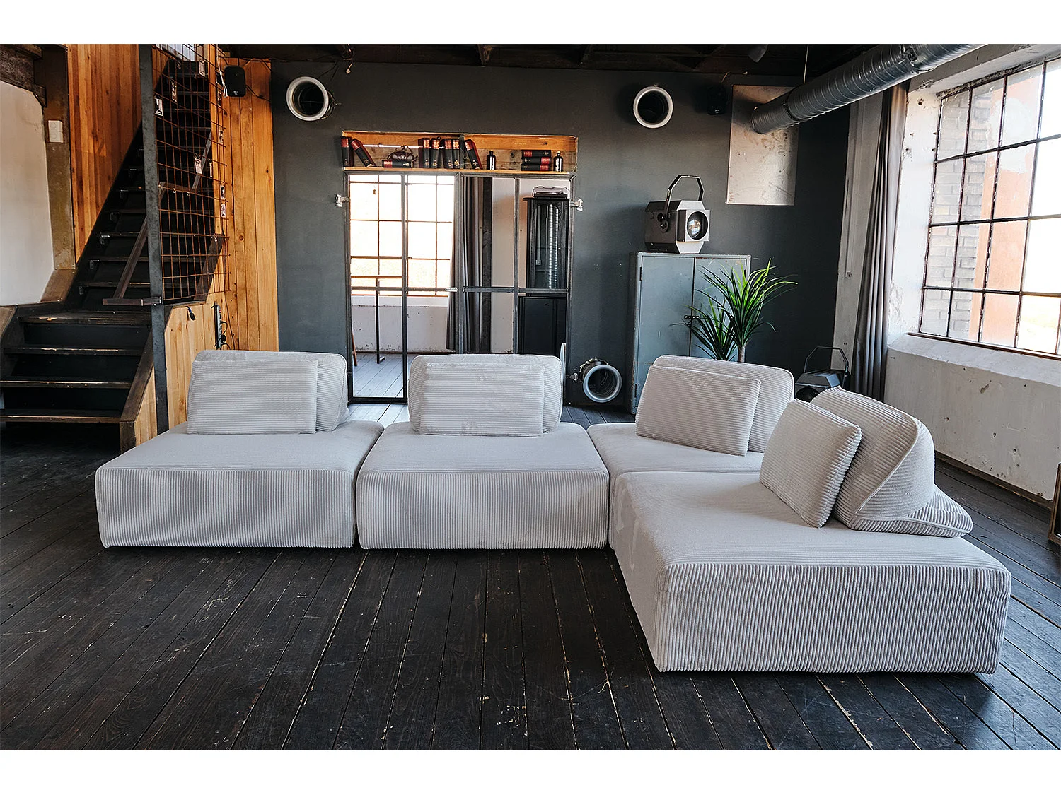 Canapé modulaire - gris clair Velours côtelé - WIOLO SOFT