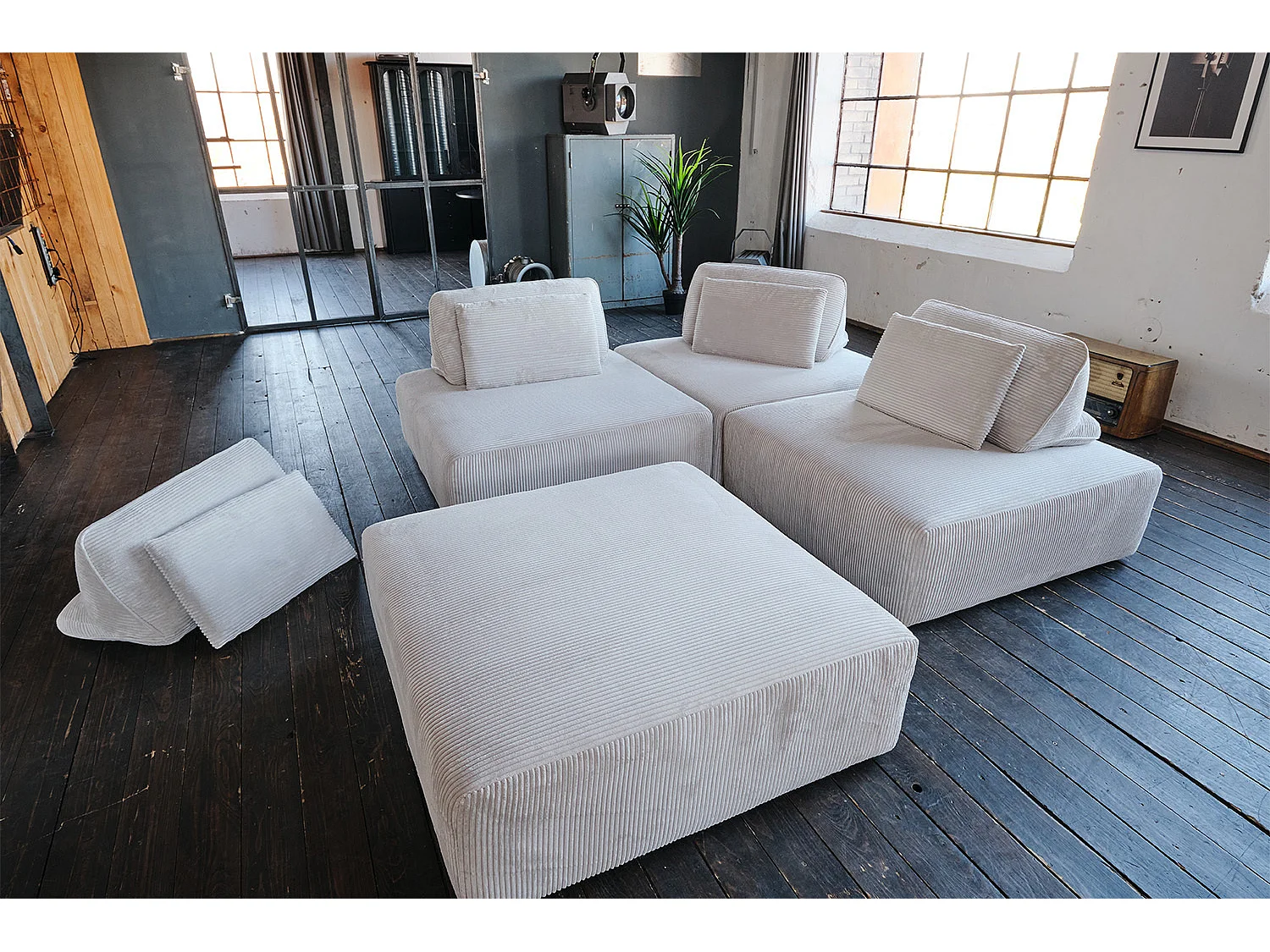 Canapé modulaire - gris clair Velours côtelé - WIOLO SOFT