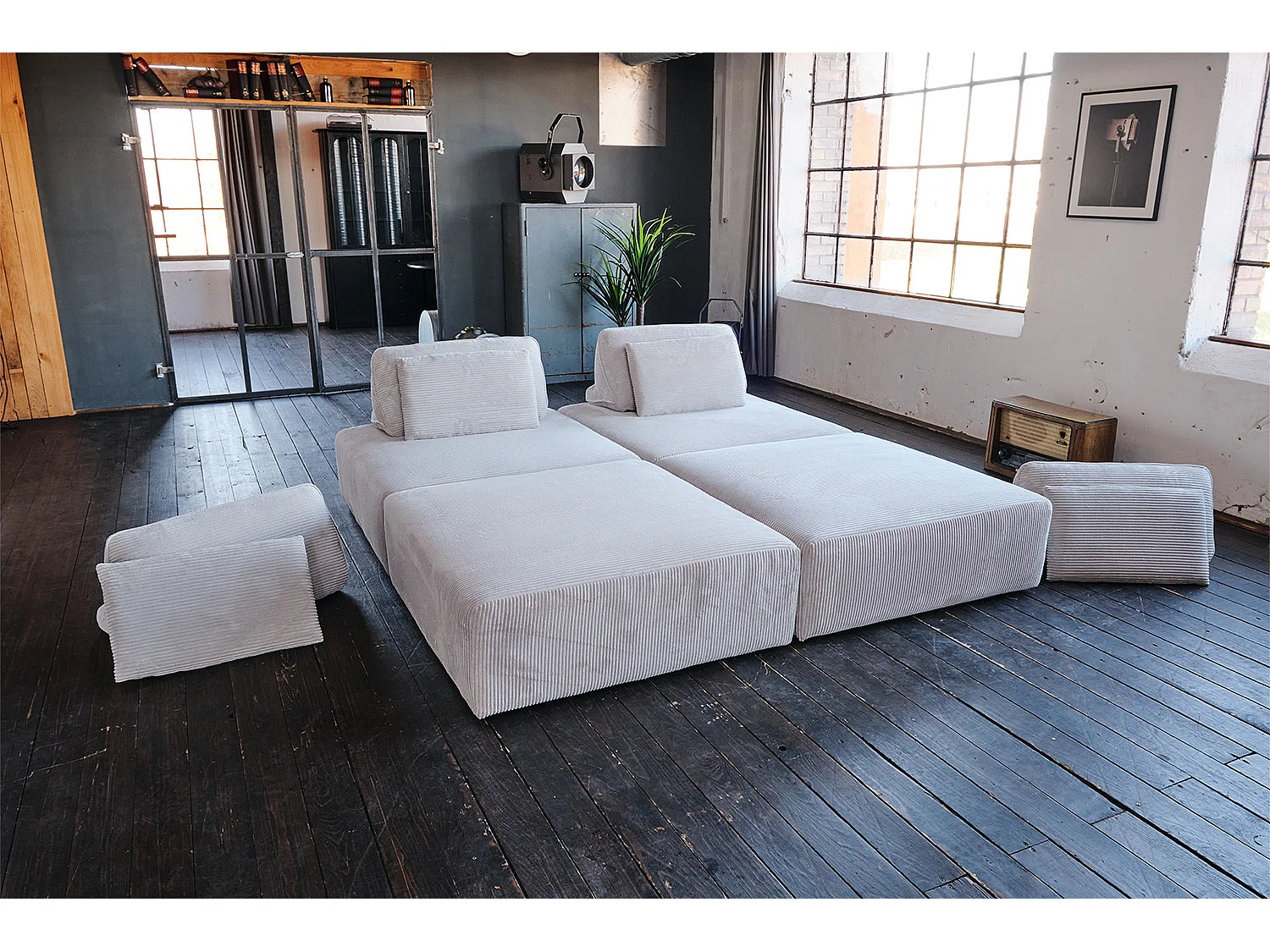Canapé modulaire - gris clair Velours côtelé - WIOLO SOFT