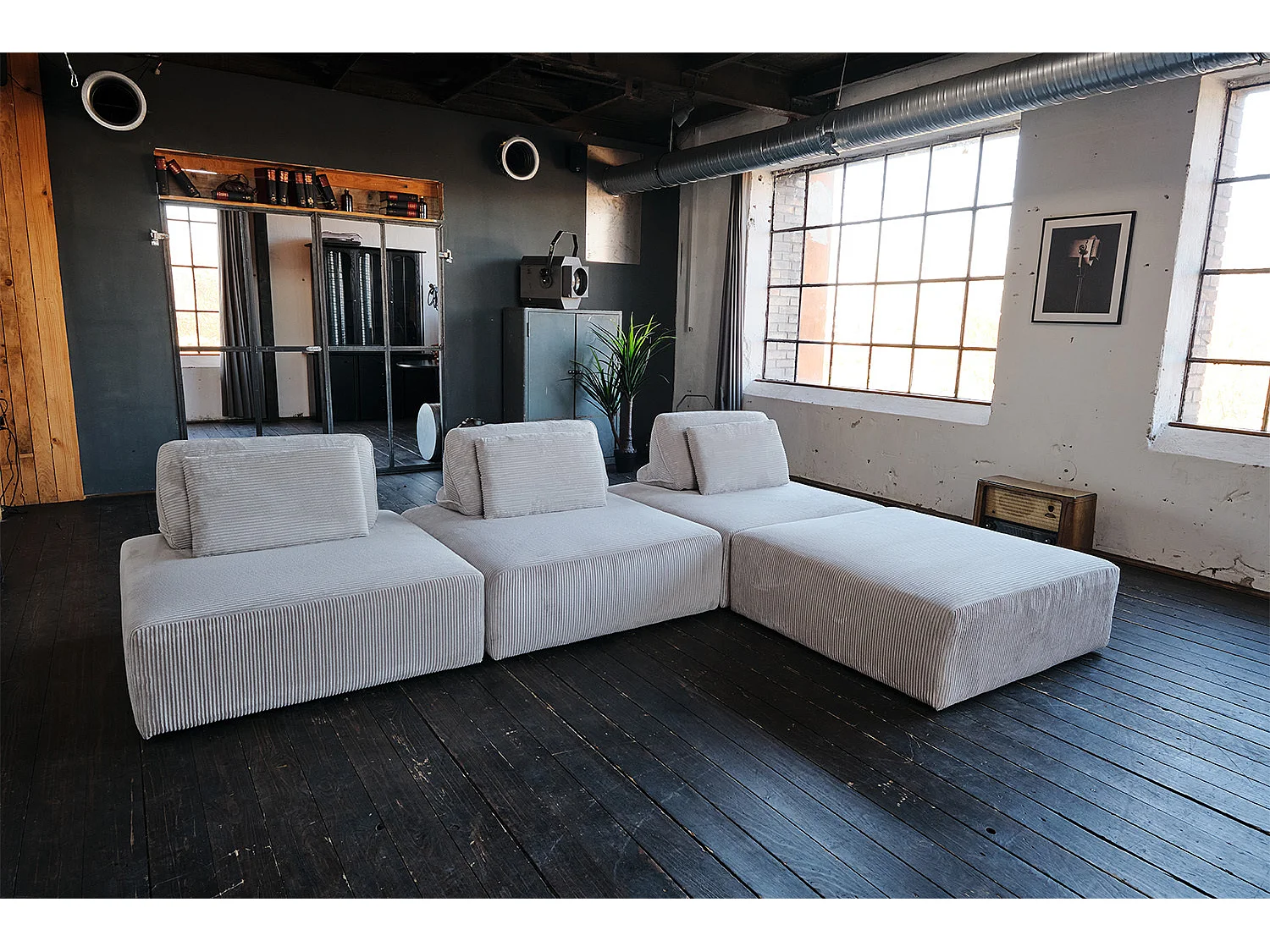 Canapé modulaire - gris clair Velours côtelé - WIOLO SOFT